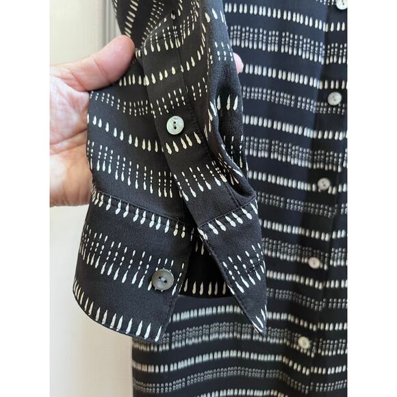 Theory Black Silk Semi Sheer Collared Waist Tie Long Sleeve Shirt Dress Small - Picture 8 of 14